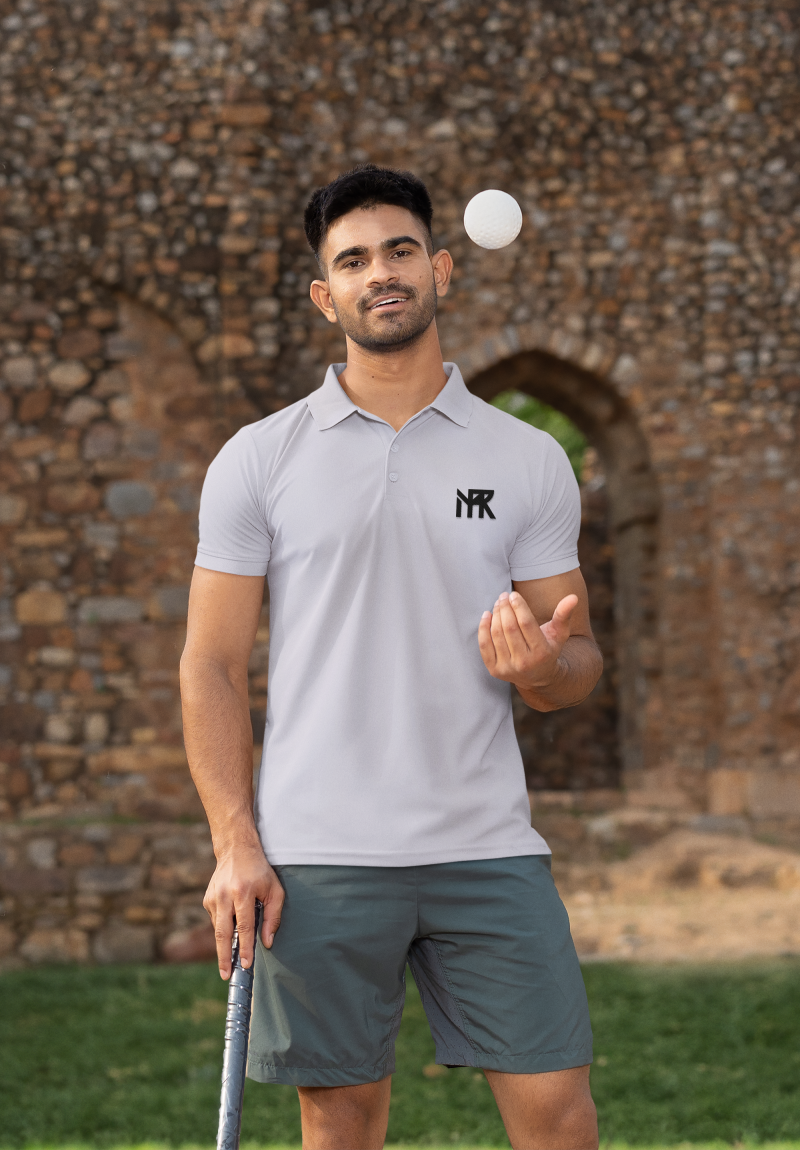 Grey Melange Polo T-Shirt